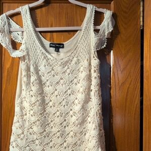 Maison Jules Ivory Crochet Top